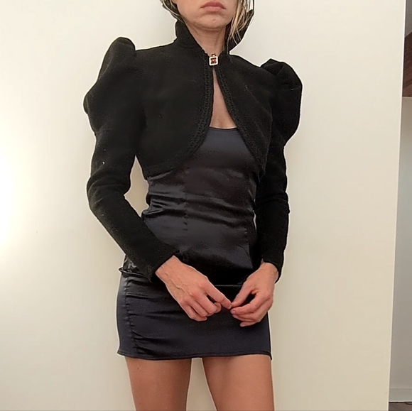 Wednesday addams custom gothic puff sleeve black capelet shrug xs - Picture 9 of 9